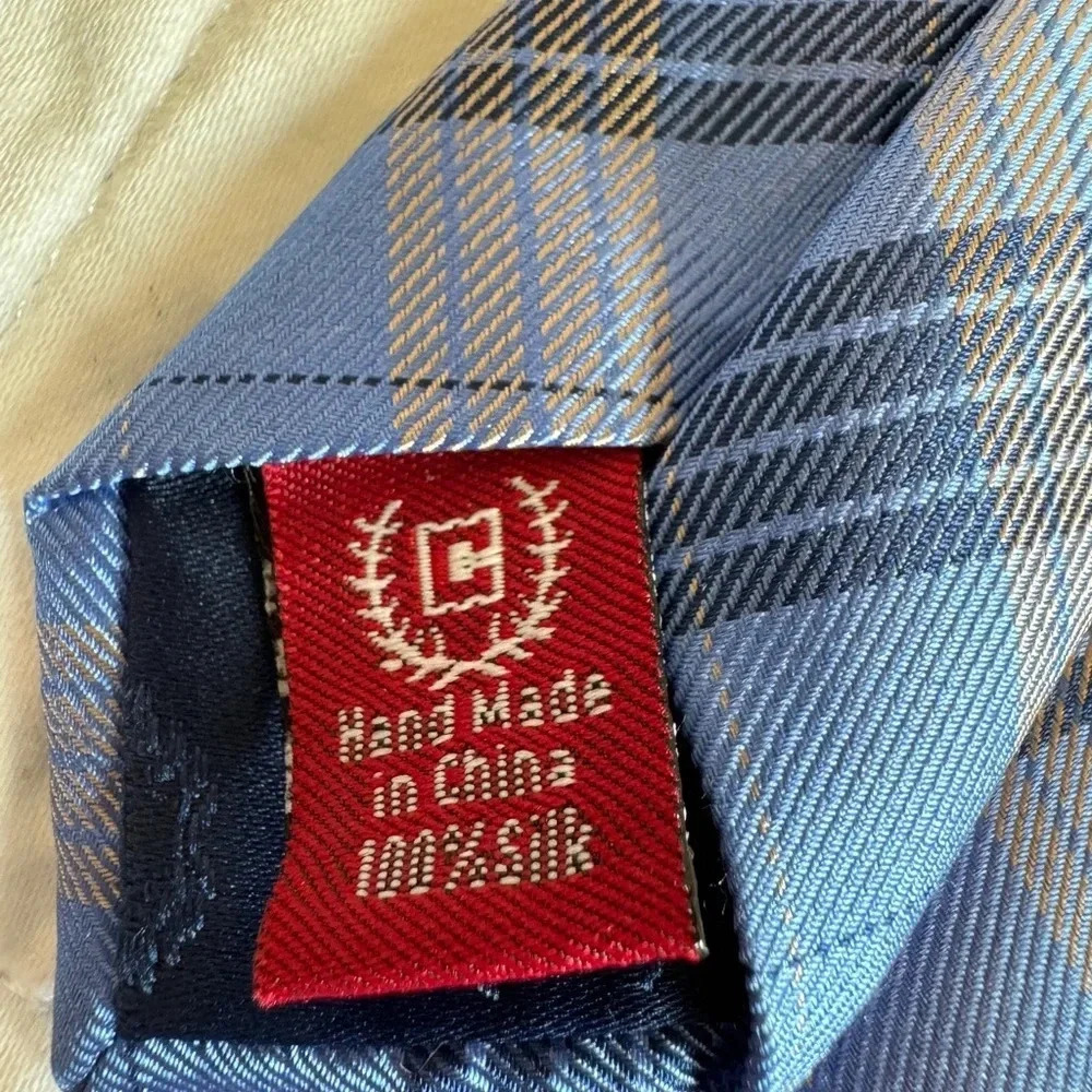 Chaps Blue Plaid Tie - Picture 5 of 5
